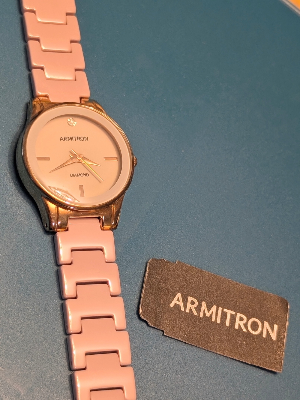 Armitron Women's Gray/Pink Ceramic-Link Diamond Accent Watch SEE VIDEO FOR COLOR